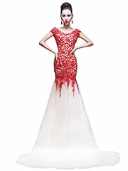 V-neck Sequined Lace-Up Beaded Organza/Tulle Mermaid Cap Sleeves Evening Dress  with a Brush/Sweep Train 