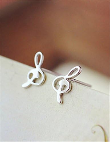 MagicPieces Women's High Quality Silver Music Note Shape Stud Earrings Birthday Gift FDP 0704