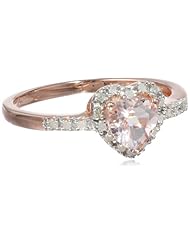 Rose Gold Plated Sterling Silver, Morganite, and Diamond Ring (1/10 cttw, G-H Color, I2-I3 Clarity)