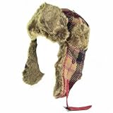 FAUX FUR PLAID TROOPER PILOT SKI HAT - BEIGE PINK Medium Large