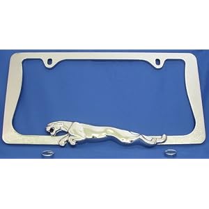 License Plate Frame Car Truck SUV - Jaguar - Chrome with Screw Caps