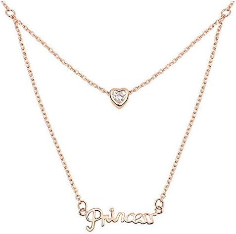 Romantic Pendants Fine Jewelry For Women Exquisite 18k Gold Letter Princess Love Heart Zircon Double Layer Necklace Female