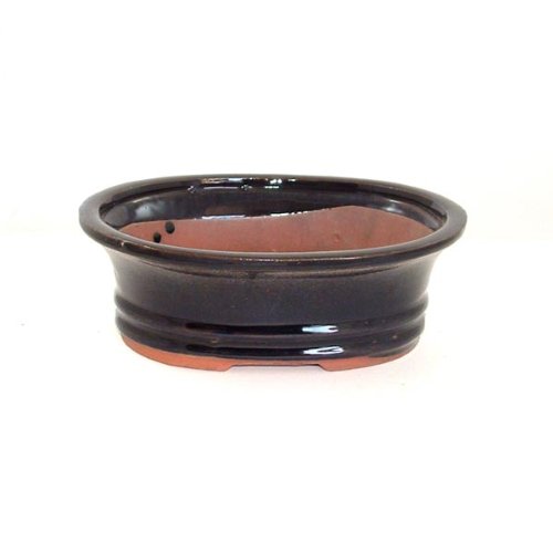18cm Blue Oval Glazed Bonsai Pot