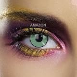 Fancy Dress Yearly Contact Lenses Ideal For Halloween With 60ml Solution, Lens Case & Tweezers - Green Manson