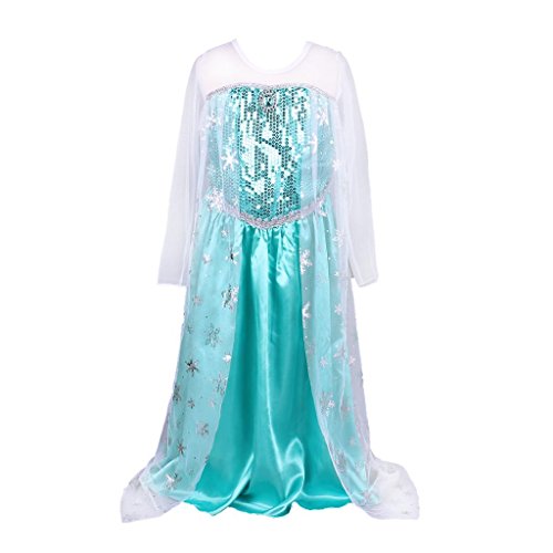 Pettigirl Girls Elsa Princess Dress Flashy Sequins Cape Toddler Elsa Queen Costume 5y