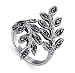 Sterling Silver Diamond Cut New Marcasite Ivy Leaf Polished Finished Band Ring Size 6, 7, 8, 9, 10 Sterling Silver Diamond Cut New Marcasite Ivy Leaf Polished Finished Band Ring Size 6, 7, 8, 9, 10
