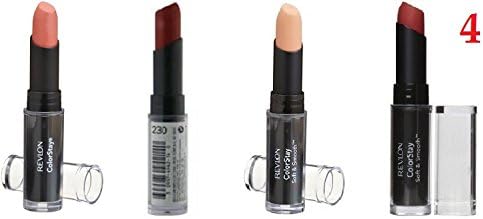 (Pack of 4) - MIX SET of Revlon Colorstay Soft &amp; Smooth, 230 Rich Raisin/ 245 Creamy Coral/ 350 Smooth Nude/ 375 Ripened red