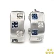 High quality Earrings With 0.80ctw Precious Stones - Genuine Clean Diamonds and Sapphires Beautifully Crafted in 14K White Gold Length 16mm