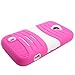 AIMO Rugged Wave Armor Case w/ Built-in Kickstand for ZTE Majesty Z796c [Straight Talk] - (White / Hot Pink)