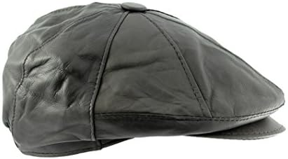 Mens Geniune Lambskin Leather Vintage Newsboy/cabbie Hat (Dark Brown)