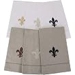 Oatmeal Fingertip or Guest Towel with Black Fleur de Lis Embroidery 14 by 22 inches