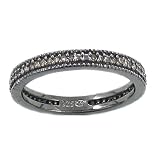 Black Rhodium Overlay Sterling Silver 1/4 cttw Brown Diamond