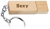 Engraved Wooden USB Flash Drive 8 GB with chain - Engraved name Sexy