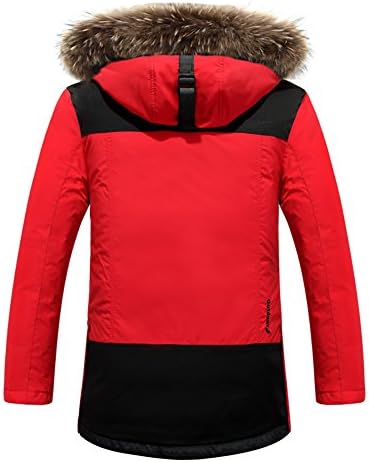 Xanyi Men's Outdoor Extrem Weather Fur Trim Hiking Jacket Parka Red 2XL