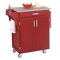 Red Kitchen Cart with Granite Top