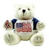 Patriotic - White Teddy Bear - Plush Toy USA