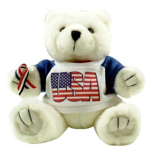 41JWB15T4HL Patriotic   White Teddy Bear   Plush Toy USA