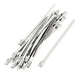 uxcell ステンレス鋼 ジップ ケーブル タイ0.18"×4" フラットバー セルフロック 20枚