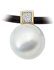 18K Yellow Gold Paspaley South Sea Cultured Fine Round Pearl and Diamond Pendant - 14.00mm -- LIFETIME WARRANTY