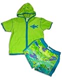 Baby Buns - Infant Boys Fish Swimsuit And Coverup Set, Green, Royal (Size 12Months)