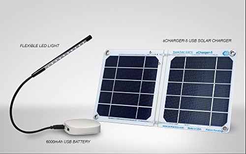 Suntactics Power Outage Kit - Includes sCharger-5 Solar Charger, (1) 6000mA USB Battery, and (1) Flexible LED Light.
