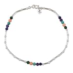 Sterling Liquid Silver and Gemstone Beaded Anklet