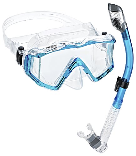 Phantom Aquatics Panoramic Scuba Mask Snorkel Set, Aqua