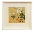 Bees and Flowers, Hand Painted Silk Art - Framed Chinese Watercolor