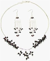 Necklace Earings Sterling Silver Garnet Jewelry (gnklcs312)