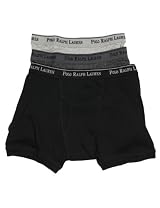 Ralph Lauren Mens Underwear Boxer Brief 3Pack  Black/Grey Mix