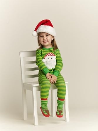 Mud Pie Baby-girls Green & White Stripe Newborn-Toddler Santa Long Johns 2 Piece Set