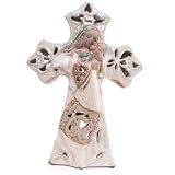Outdoor Living : Porcelain Mary and Baby Jesus Cross T Lite Holder