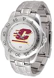 Central Michigan Chippewas Suntime Mens Sports Watch w/ Steel Band - NCAA College Athletics