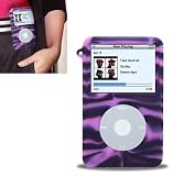 Leader (Purple Zebra) Apple Ipod 30Gb G5 Video (Color Fade Resistant) Silicone Skin Case + 12V Car Charger - By PCMicroStore