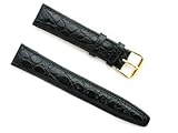 BANDA LEATHER WATCHBAND AFRICAN CROCODILE GRAIN LEATHER WATCH BAND WITH STAINLESS BUCKLE DESIGN-REAL ITALIAN CALF LEATHER-12 mm BLACK COLOR