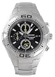 Seiko Mens Chronograph All Stainless Steel Watch with Black Dial. Model SNA799