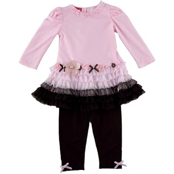 Kate Mack Pearl Ruffle Knit Baby Toddler Dress with Leggings