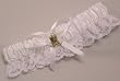 Satin and Lace Garter with Gold Boots Charm, White