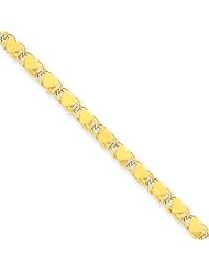 14k Yellow Gold 10in Polished Double-Sided Heart Anklet. Metal Wt- 6.01g