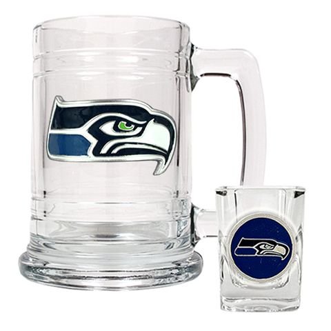 Seattle Seahawks Beer Mug & Shot Glass Set