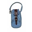 Blue Denim Cell Phone Holder with Adjustable Leather Strap and Magnetic Snap