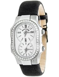 Philip Stein Womens 1D-CMOP-CMB Signature Analog Display Black Band Quartz Silver Diamond Watch