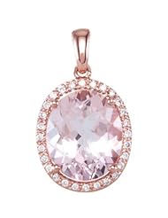 Genuine Morganite & Diamond Pendant in 14k Rose Gold