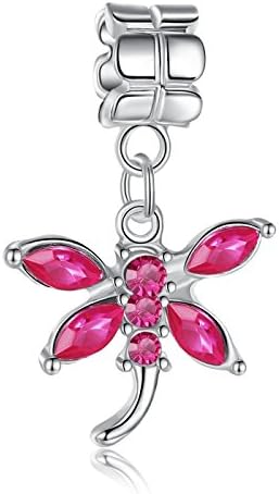 Fashion Red Crystal Butterfly Silver plated Bead Single Core Charm Fits Pandora beaded Bracelets DIY Style E Hot sale