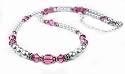 October Birthstone: Rose (Pink Opal or Pink Tourmaline) Swarovski Austrian Crystal Beaded Necklaces in Sterling Silver with White Pearls.