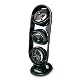 Two-Speed Electronic Multi-Pivotal Tower Fan, Plastic, Black and Chrome