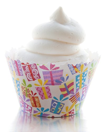 Birthday Party Presents: Colorful Gifts Cupcake Wrappers – Set of 12 – Surprise & Celebrate w/ Liners