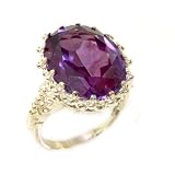 Luxury Solid Sterling Silver Large 16x12mm Oval 12ct Synthetic Alexandrite Ring - Finger Sizes 5 to 12 Available