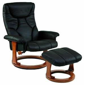 Dutailier Ultramotion Oslo European Classic Recliner Chair and Ottoman Set, Black by Dutailier