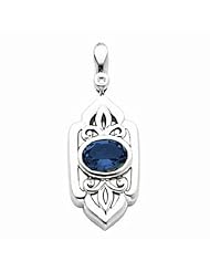 14K White Gold Oval Cut Sapphire and Diamond Pendant -- LIFETIME WARRANTY